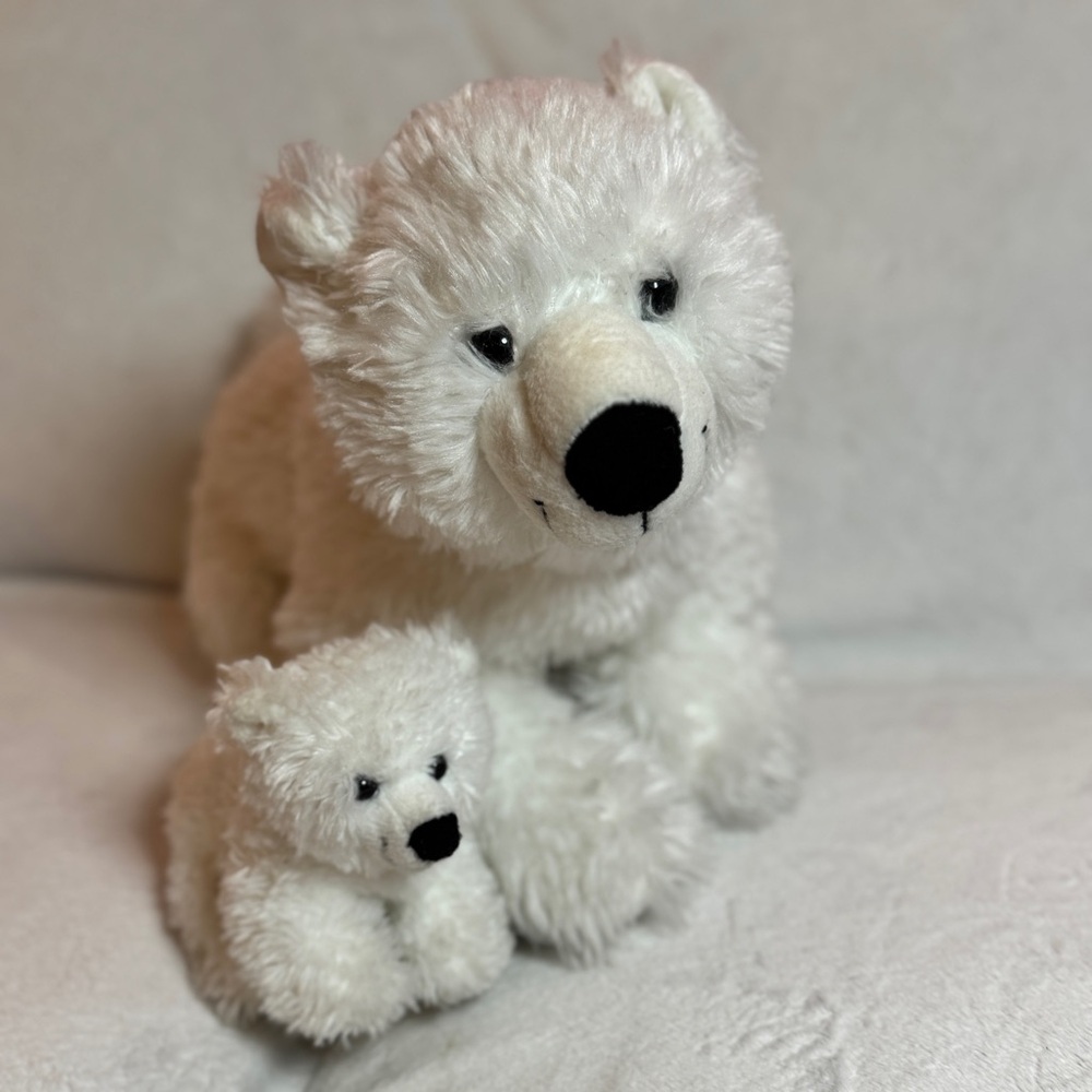 Build A Bear‎ White Polar Bear Plush with Cute Mini Polar Bear Plush - Set Of 2